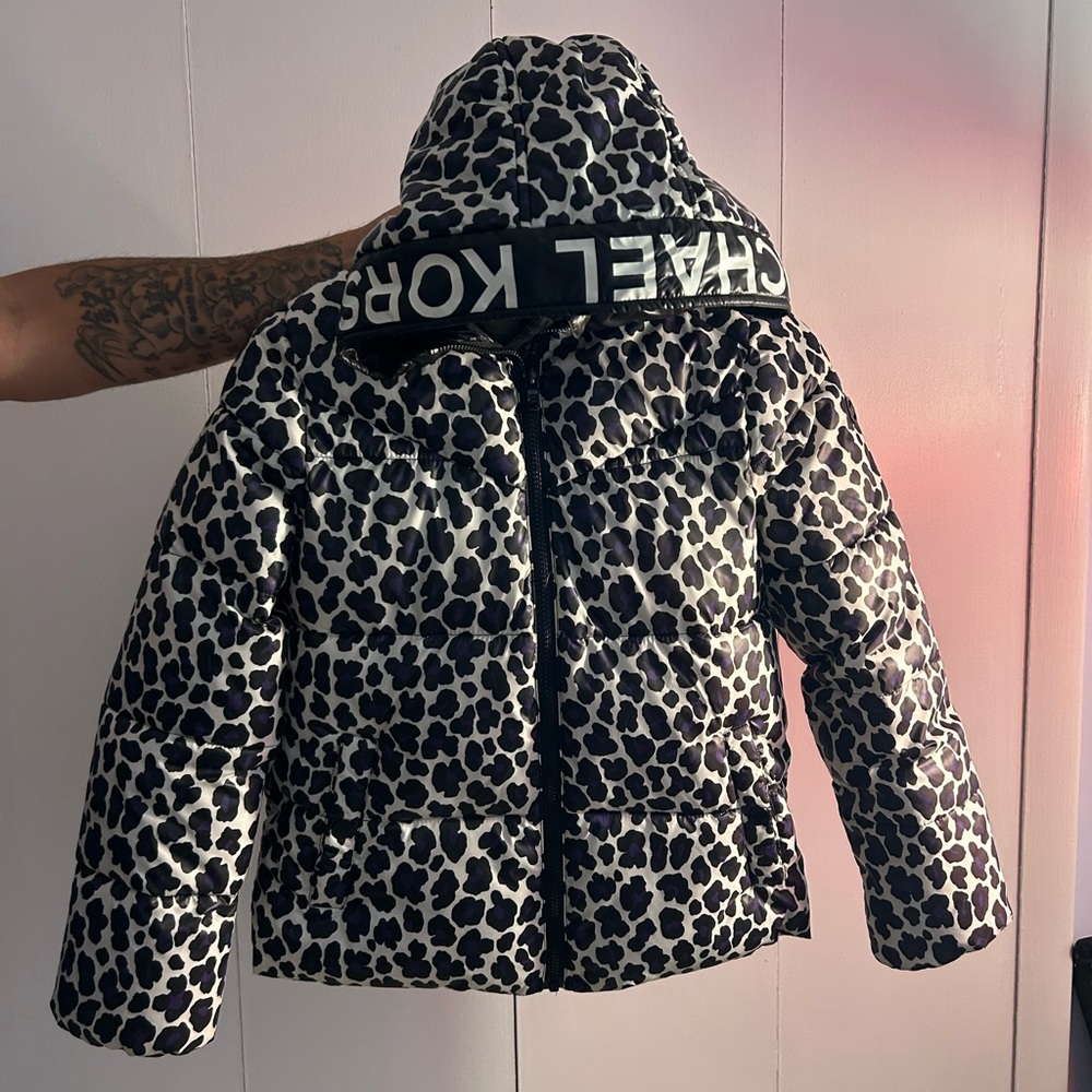 Michael Kors Black and Purple Animal Print Jacket